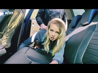 a neighbor rams a blonde in stockings in the back seat of a car and cums on her panties - fucks russian blonde sexwife katy in the pussy